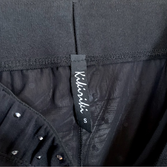 Sheer Mesh Black High-Waisted Sparkly Bell-Bottom Flare Pants by KikiRiki Size S - Picture 4 of 7